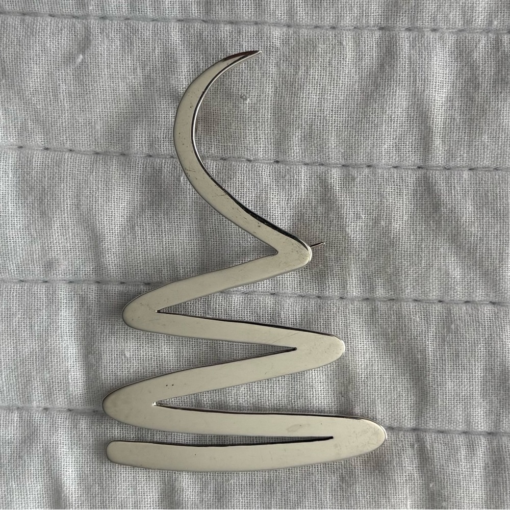 Sterling Silver Stamped .925 Abstract Zigzag Pin Brooch Pendant Made in Mexico